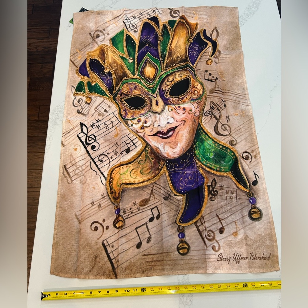 Outdoor Decorative Flag Large Fleur De Lis Jester Mardi Gras NWT 30 x 44